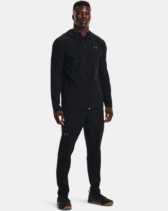 Men's UA Woven Perforated Windbreaker Jacket, Black, pdpMainDesktop image number 2